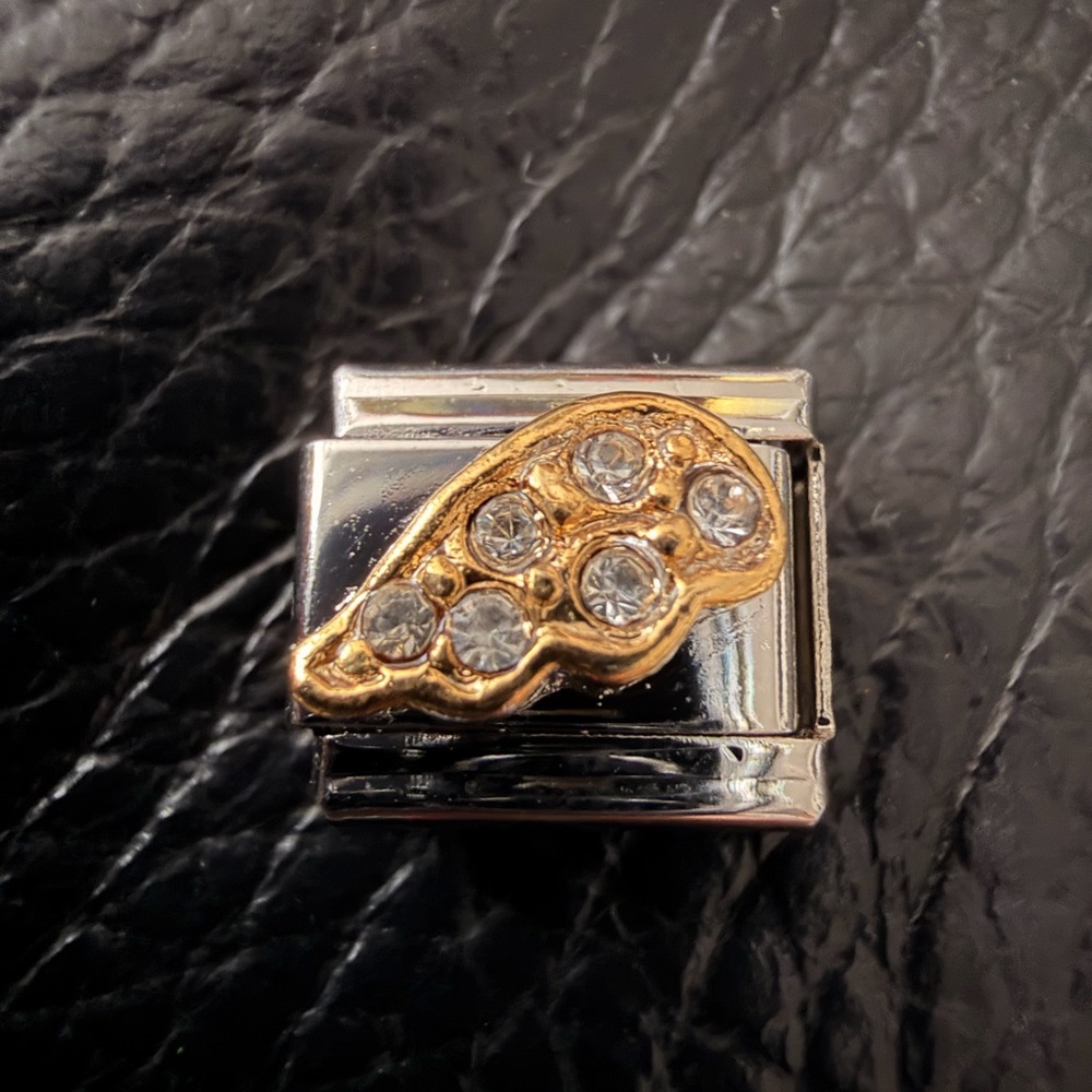 Gold Rhinestone Wing Italian Charm Link